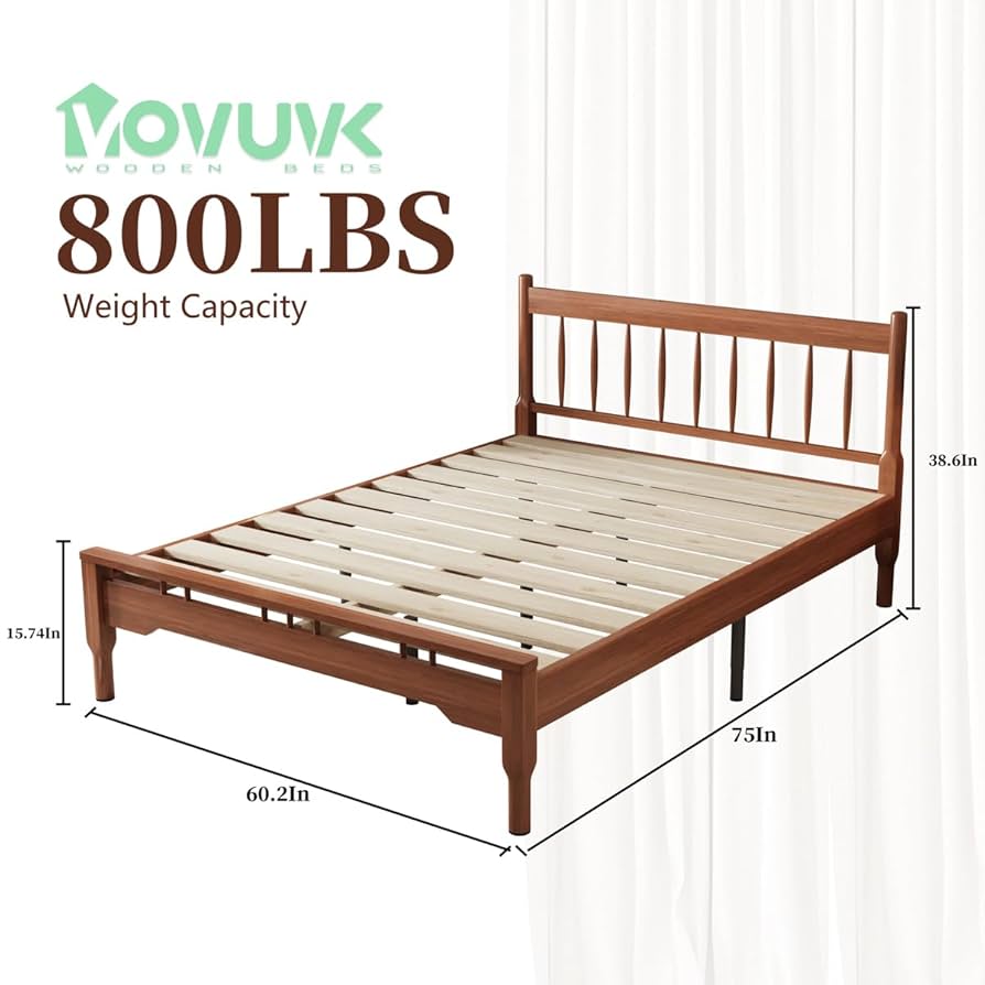 Amazon.com: VOVUVK Deluxe Wood Bed Frame, Mid Century Modern